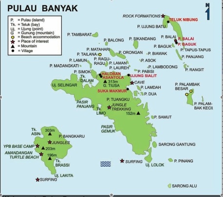 map of banyak islands